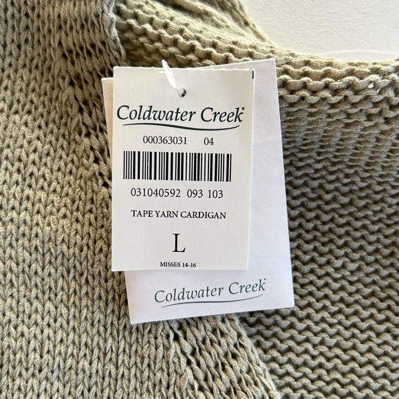 Coldwater Creek Tape Yarn Cardigan Sage Green V-neck Button Up Women’s Large NWT - Picture 7 of 10